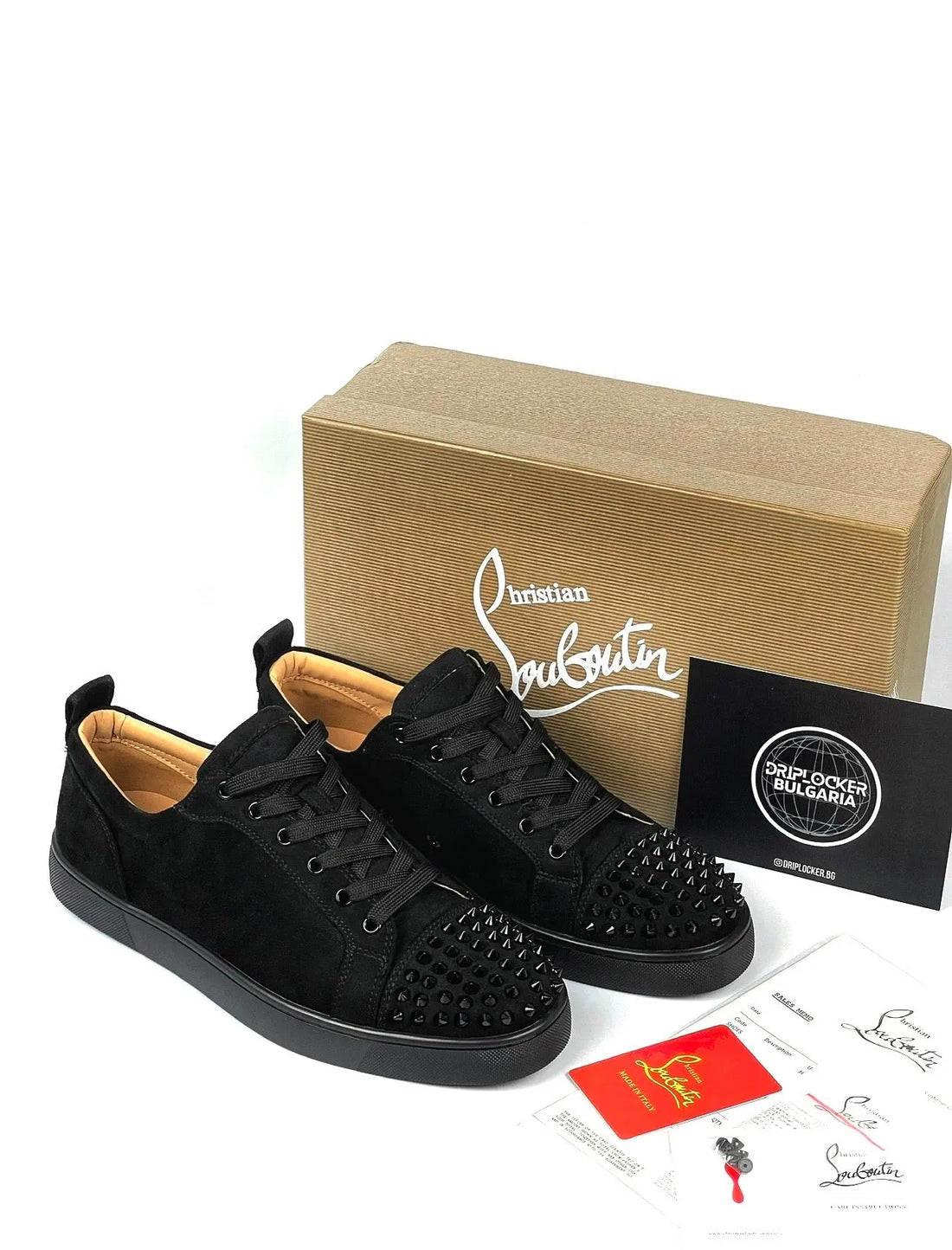 LOUBOUTIN BLACK VELOUR DRIPLOCKER.BG