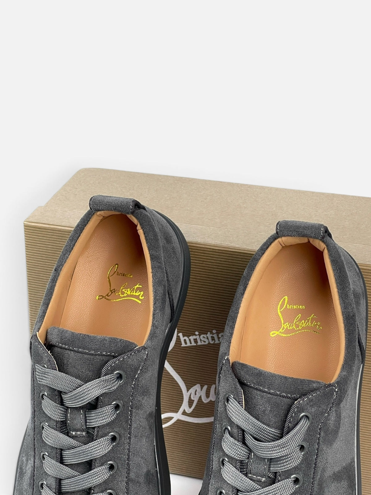 LOUBOUTIN VELOUR GREY