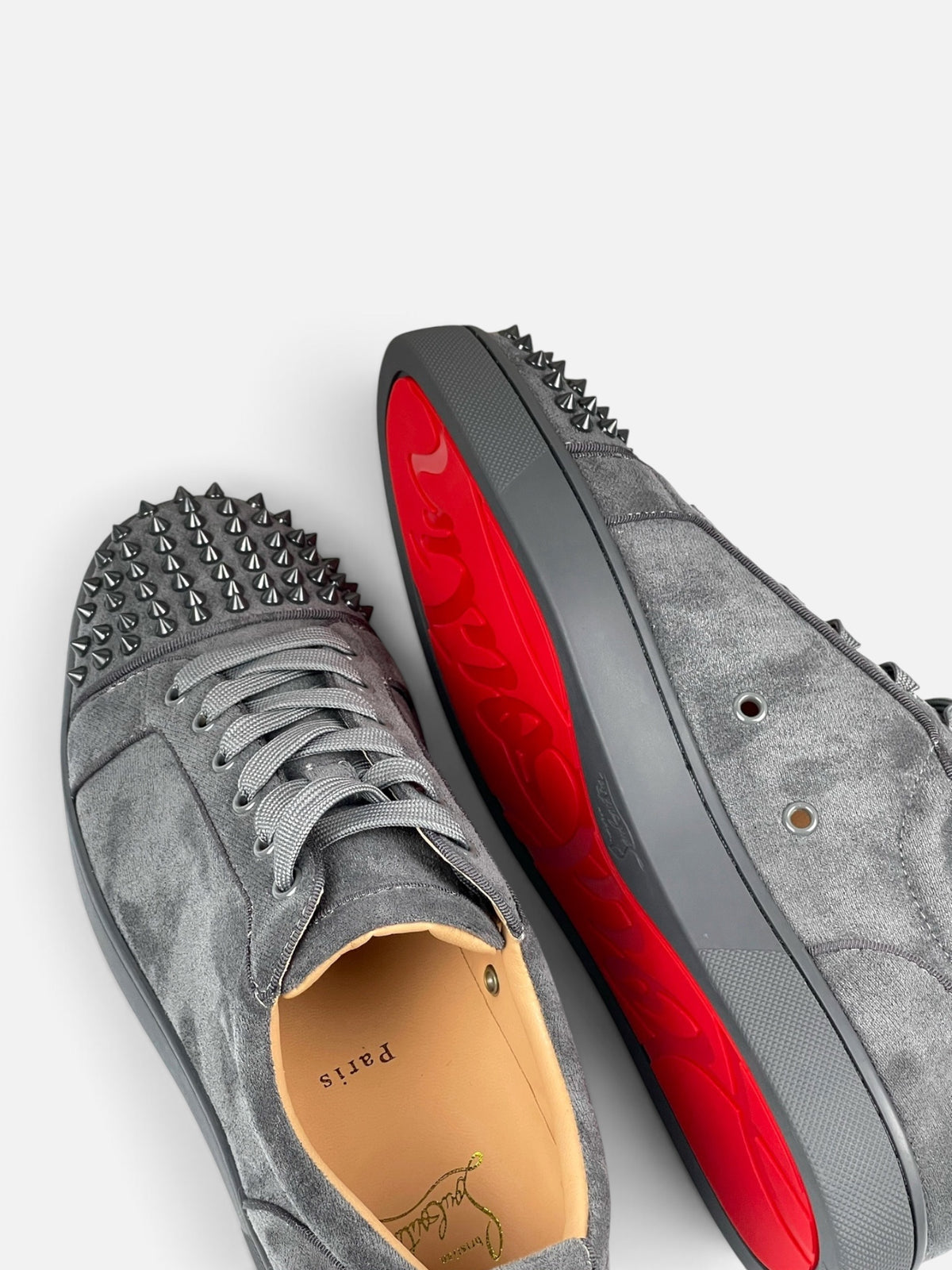 LOUBOUTIN VELOUR GREY