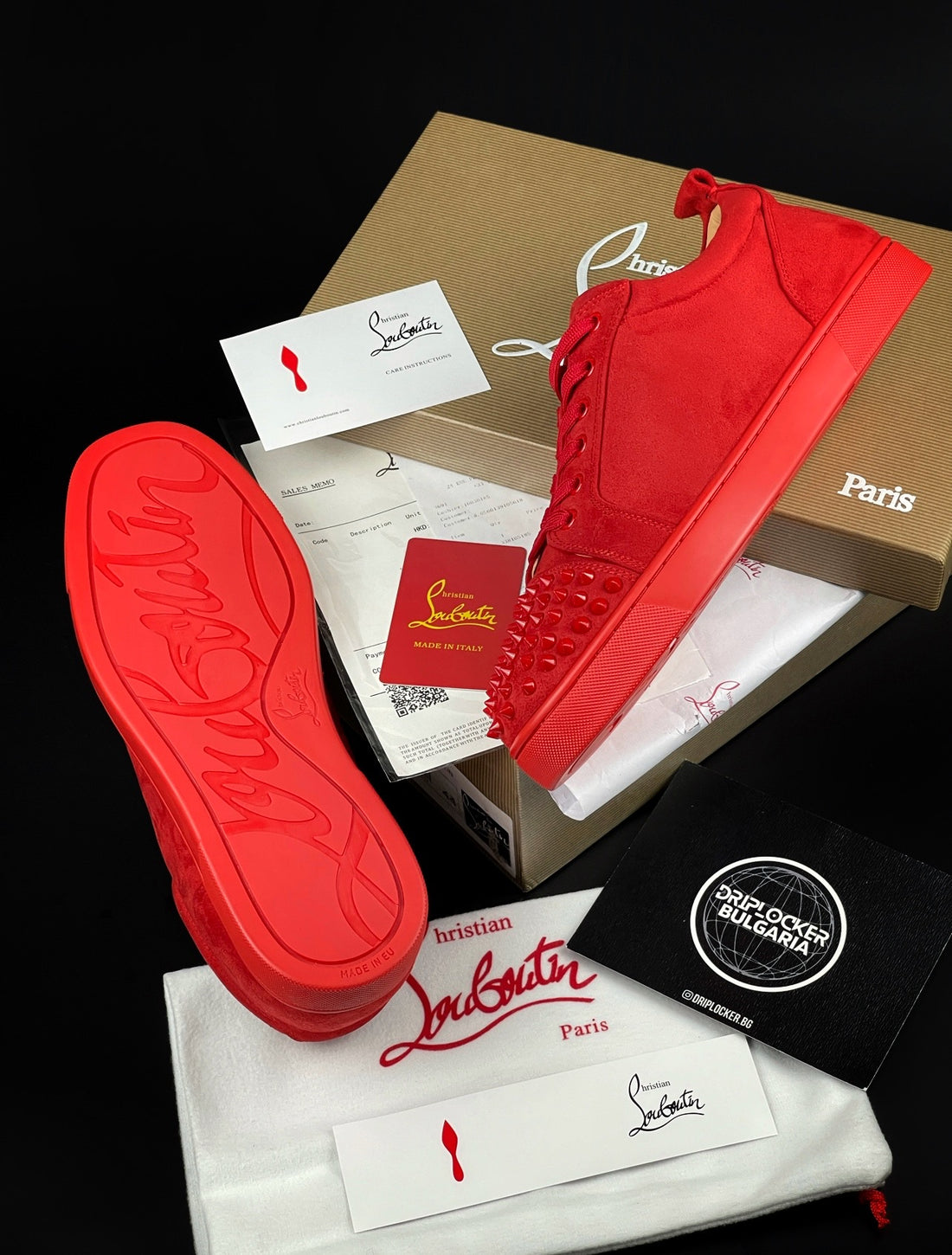 LOUBOUTIN RED VELOUR DRIPLOCKER.BG