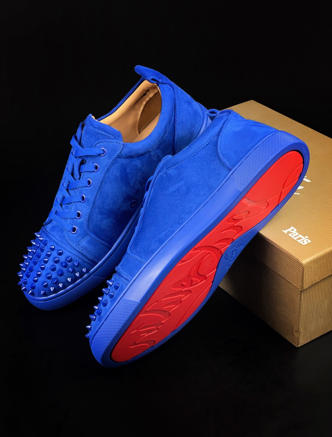 LOUBOUTIN BLUE VELOUR DRIPLOCKER.BG