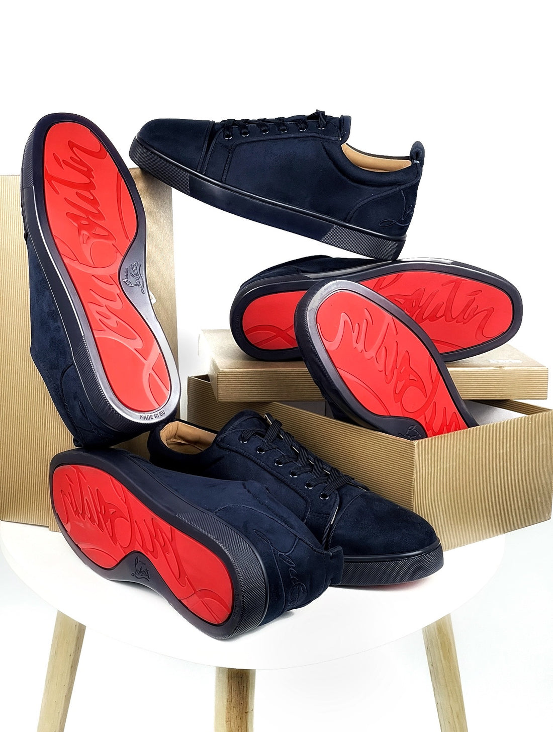 LOUBOUTIN NAVY BLUE VELOUR DRIPLOCKER.BG