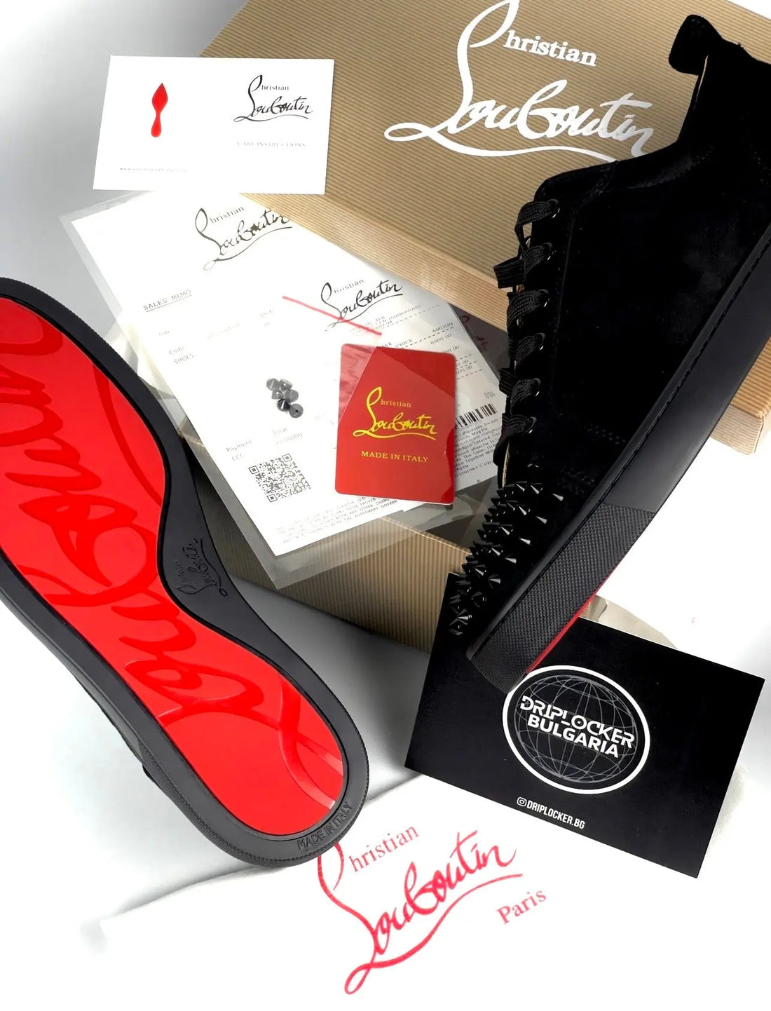 LOUBOUTIN BLACK VELOUR DRIPLOCKER.BG