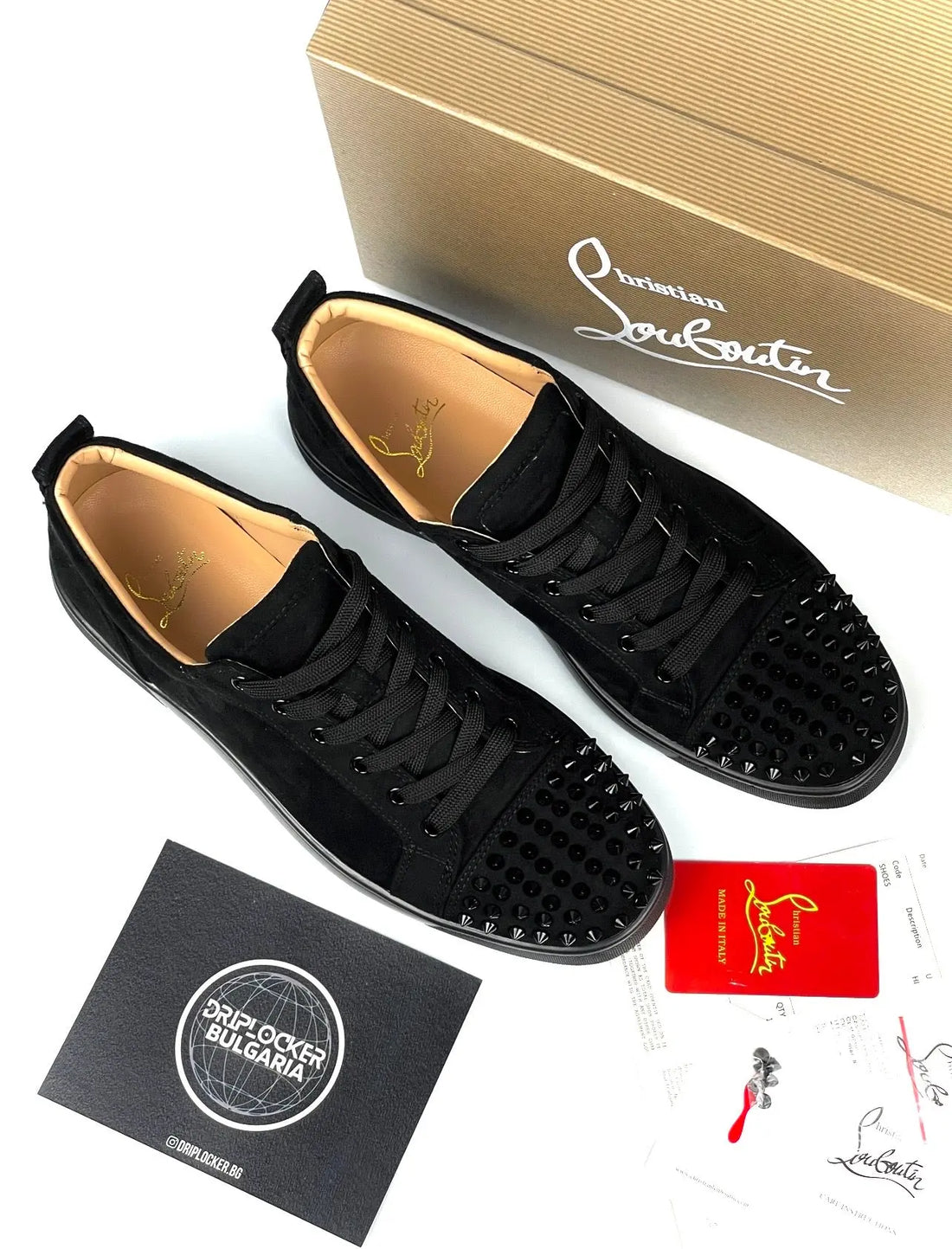 LOUBOUTIN BLACK VELOUR DRIPLOCKER.BG