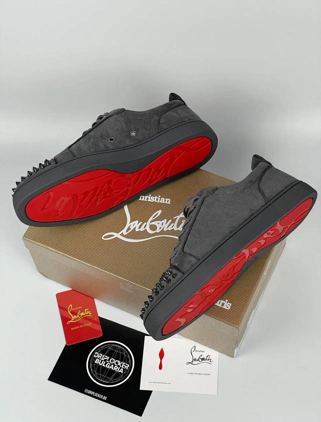 LOUBOUTIN VELOUR GREY DRIPLOCKER.BG