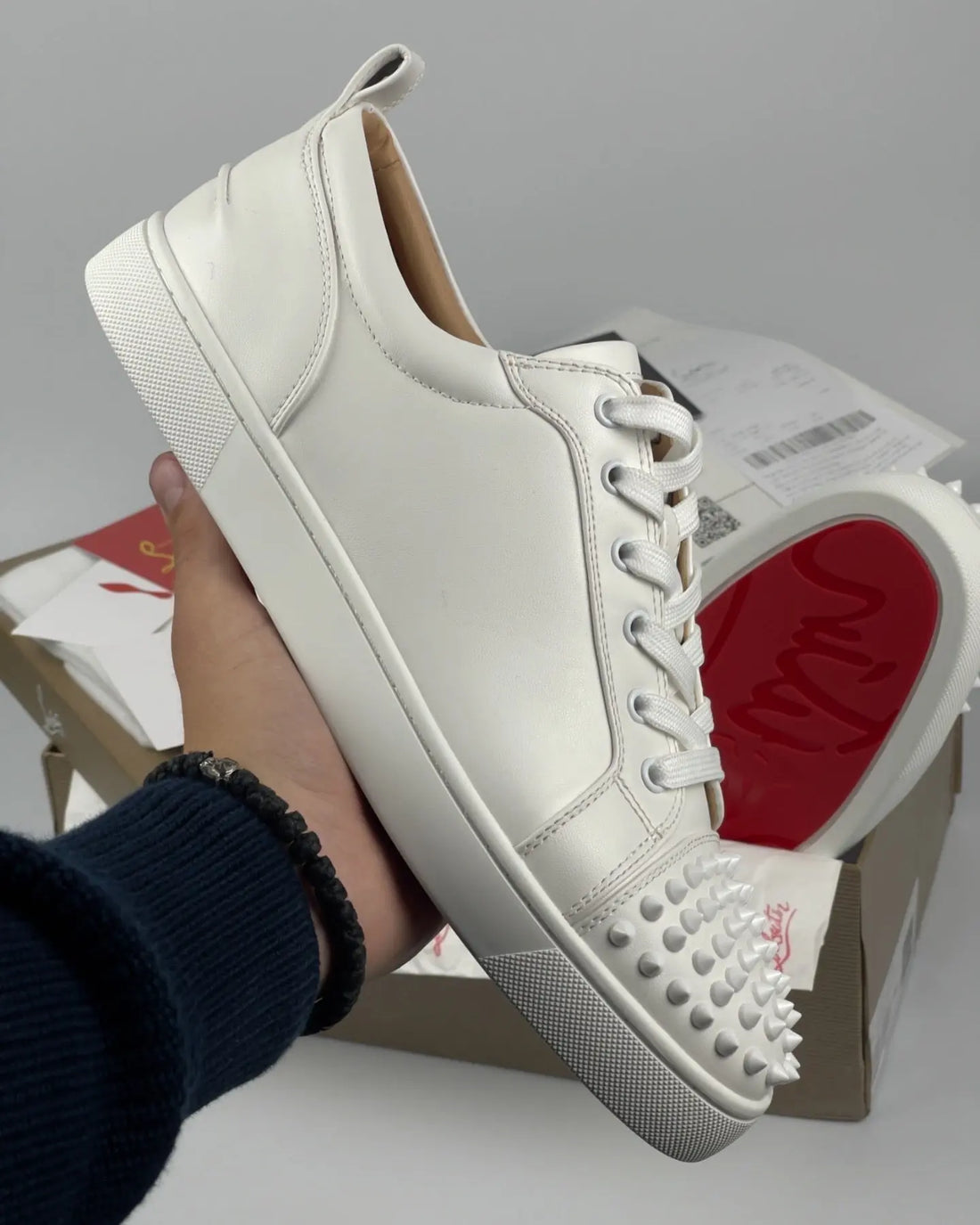 LOUBOUTIN WHITE LEATHER DRIPLOCKER.BG