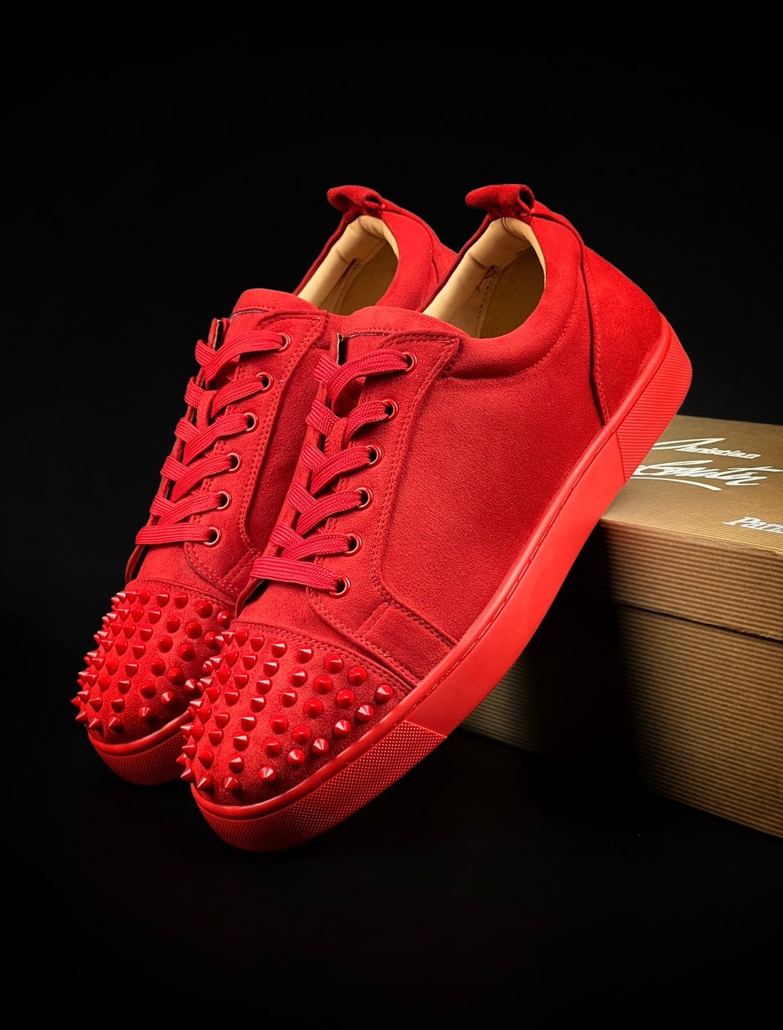 LOUBOUTIN RED VELOUR DRIPLOCKER.BG