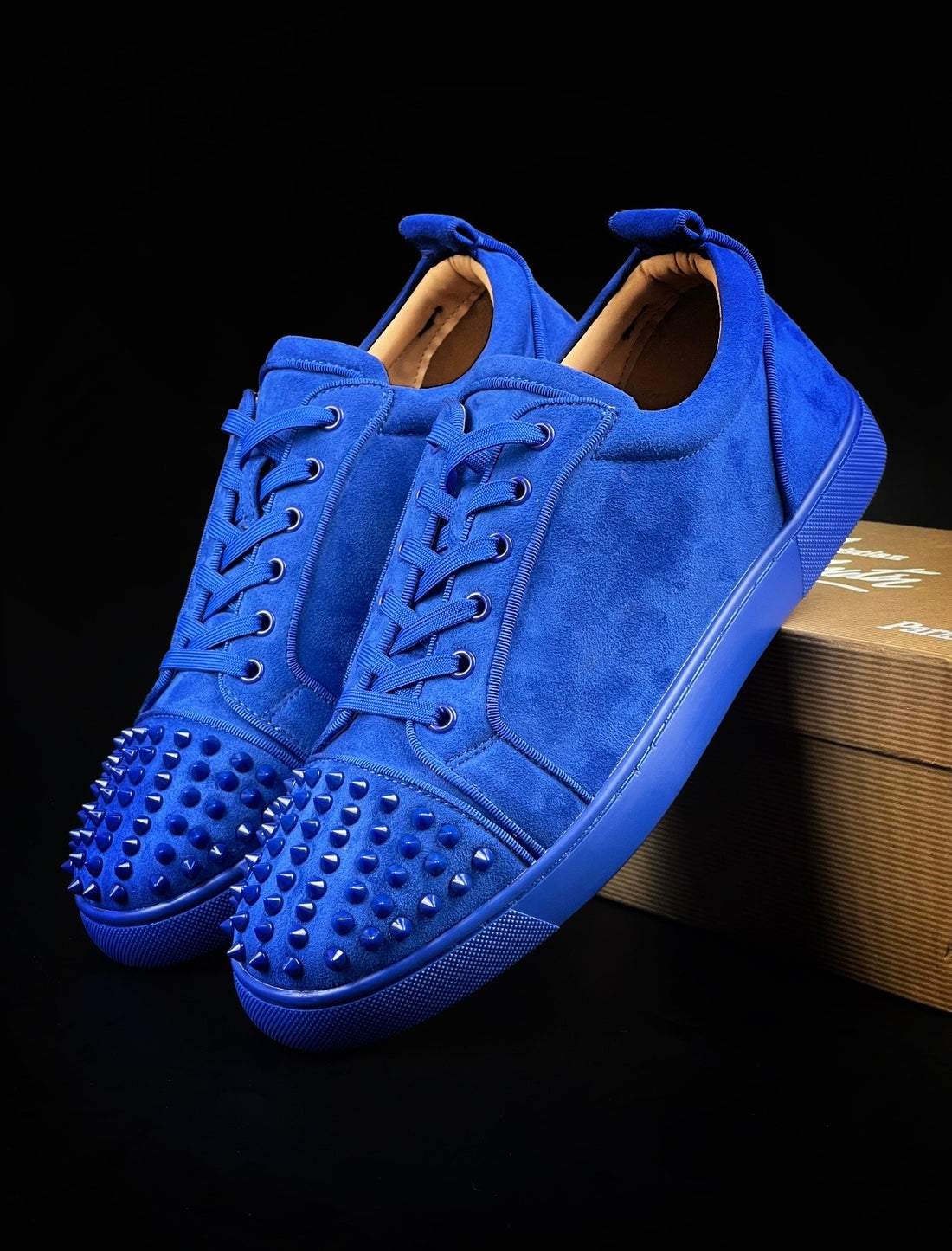 LOUBOUTIN BLUE VELOUR DRIPLOCKER.BG