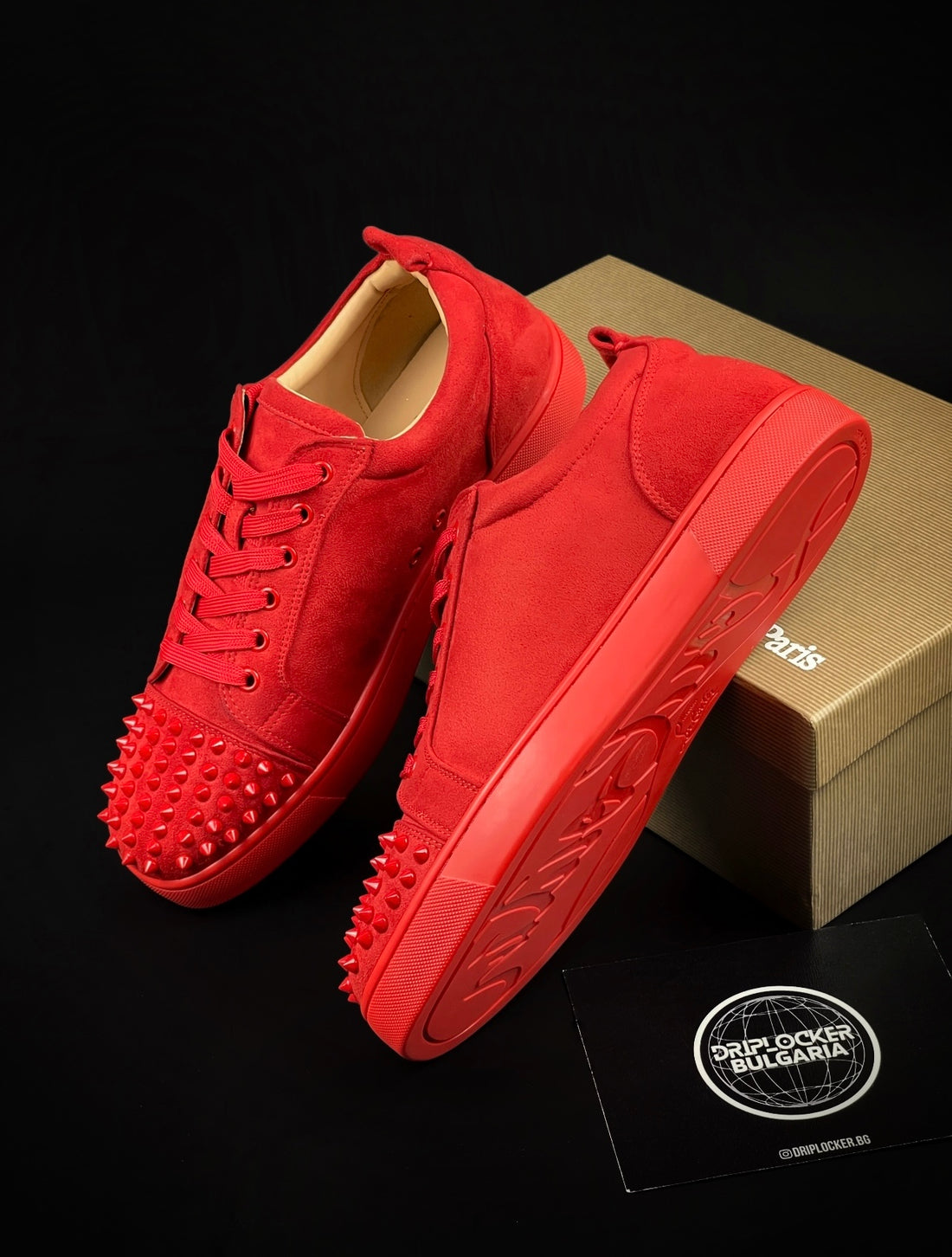 LOUBOUTIN RED VELOUR DRIPLOCKER.BG